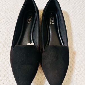 Mi Black Pointed Suede Flats